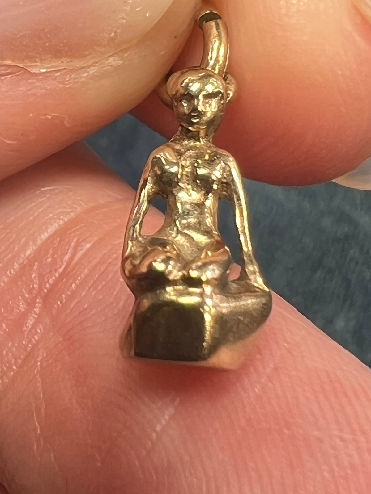 10k Yellow Gold Nymph Maiden Mermaid Pendant. TINY!