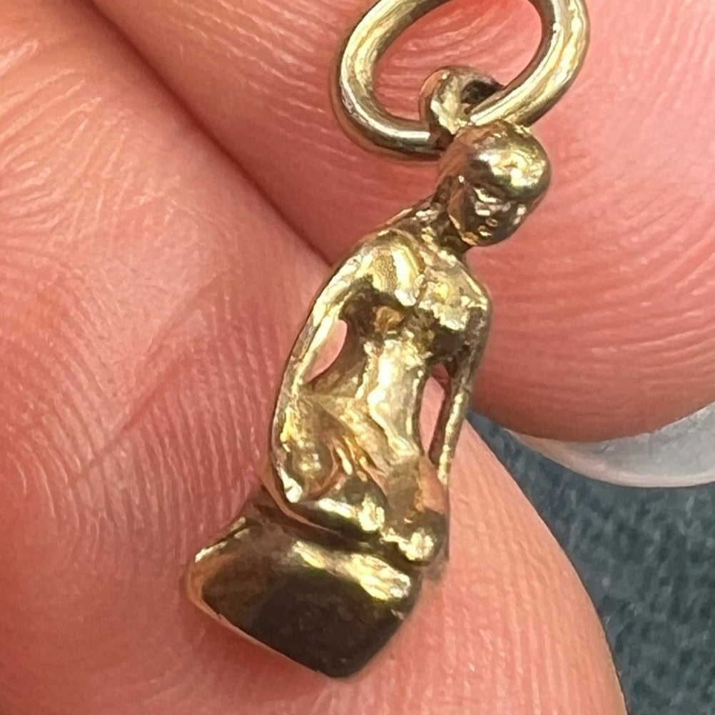 10k Yellow Gold Nymph Maiden Mermaid Pendant. TINY!