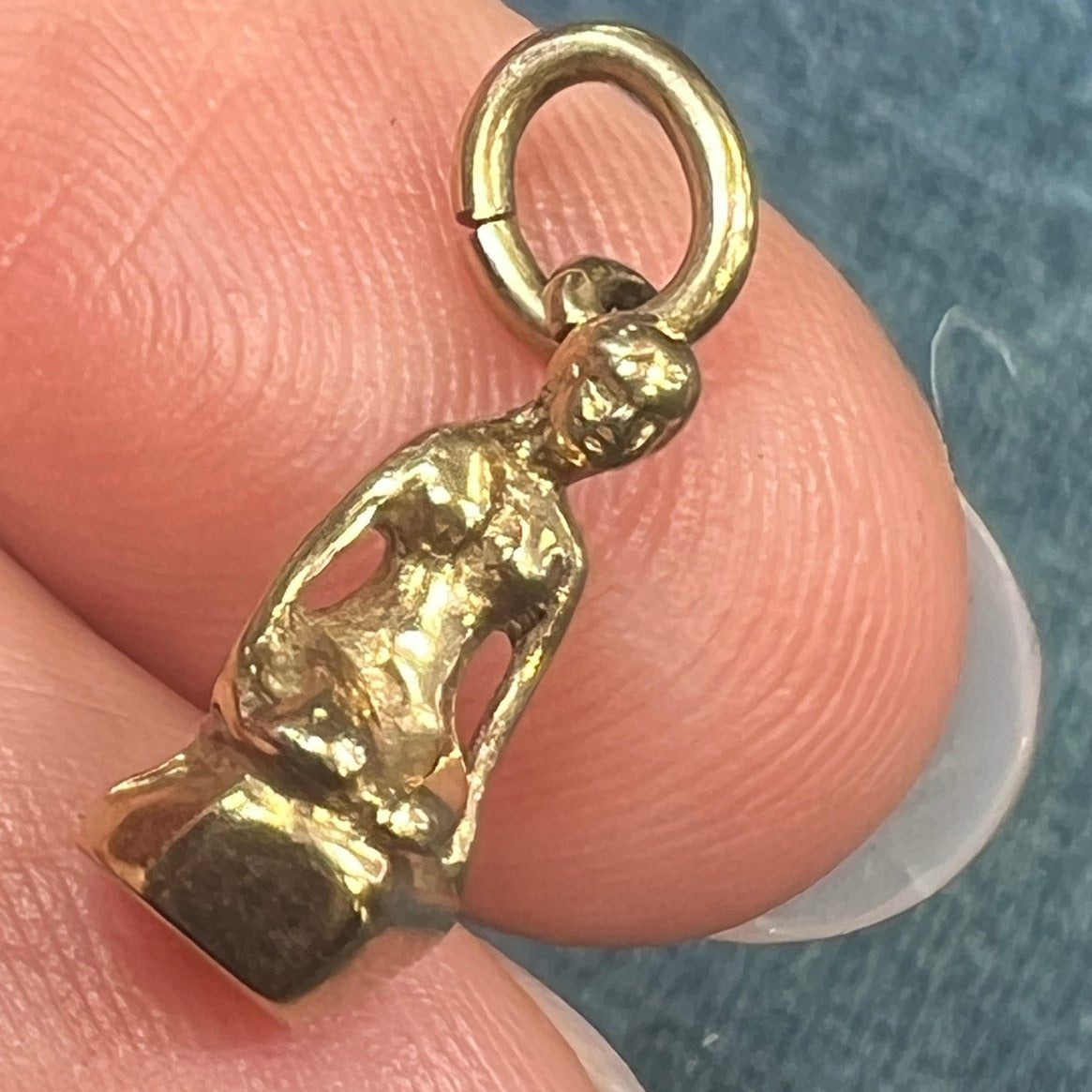 10k Yellow Gold Nymph Maiden Mermaid Pendant. TINY!