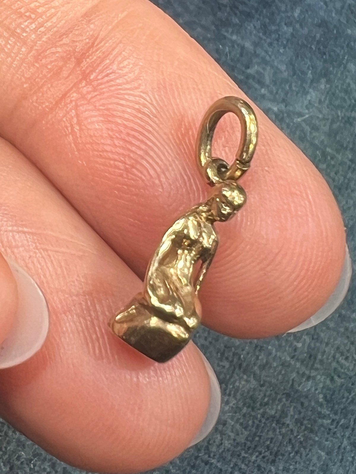 10k Yellow Gold Nymph Maiden Mermaid Pendant. TINY!