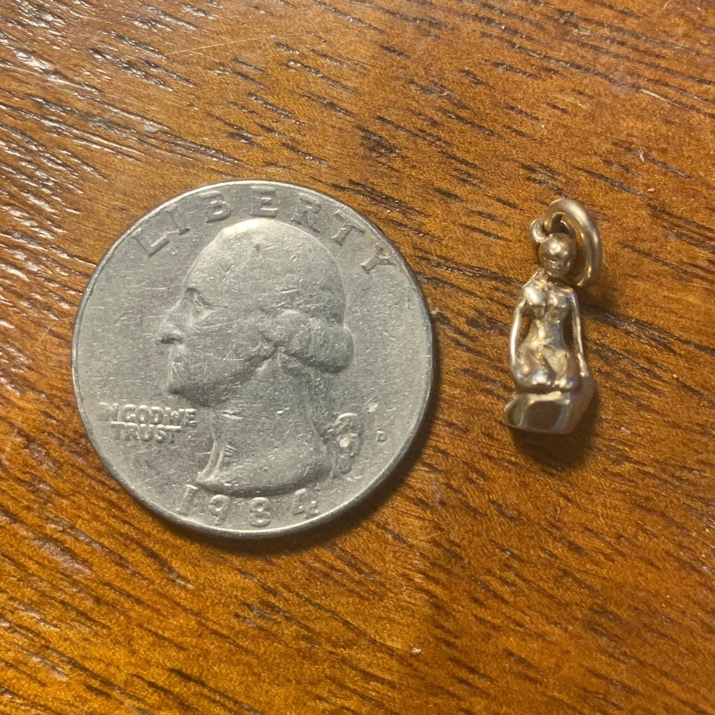 10k Yellow Gold Nymph Maiden Mermaid Pendant. TINY!