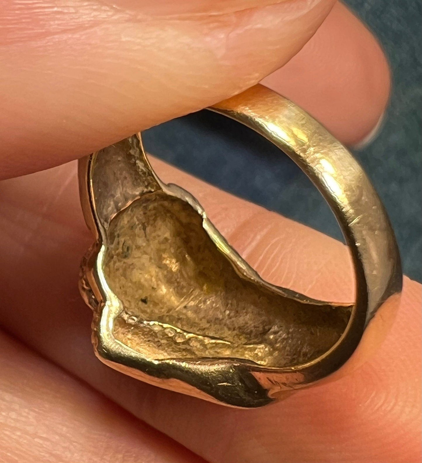 10k Yellow Gold PANTHER Cub ring with Green Diamond Eyes