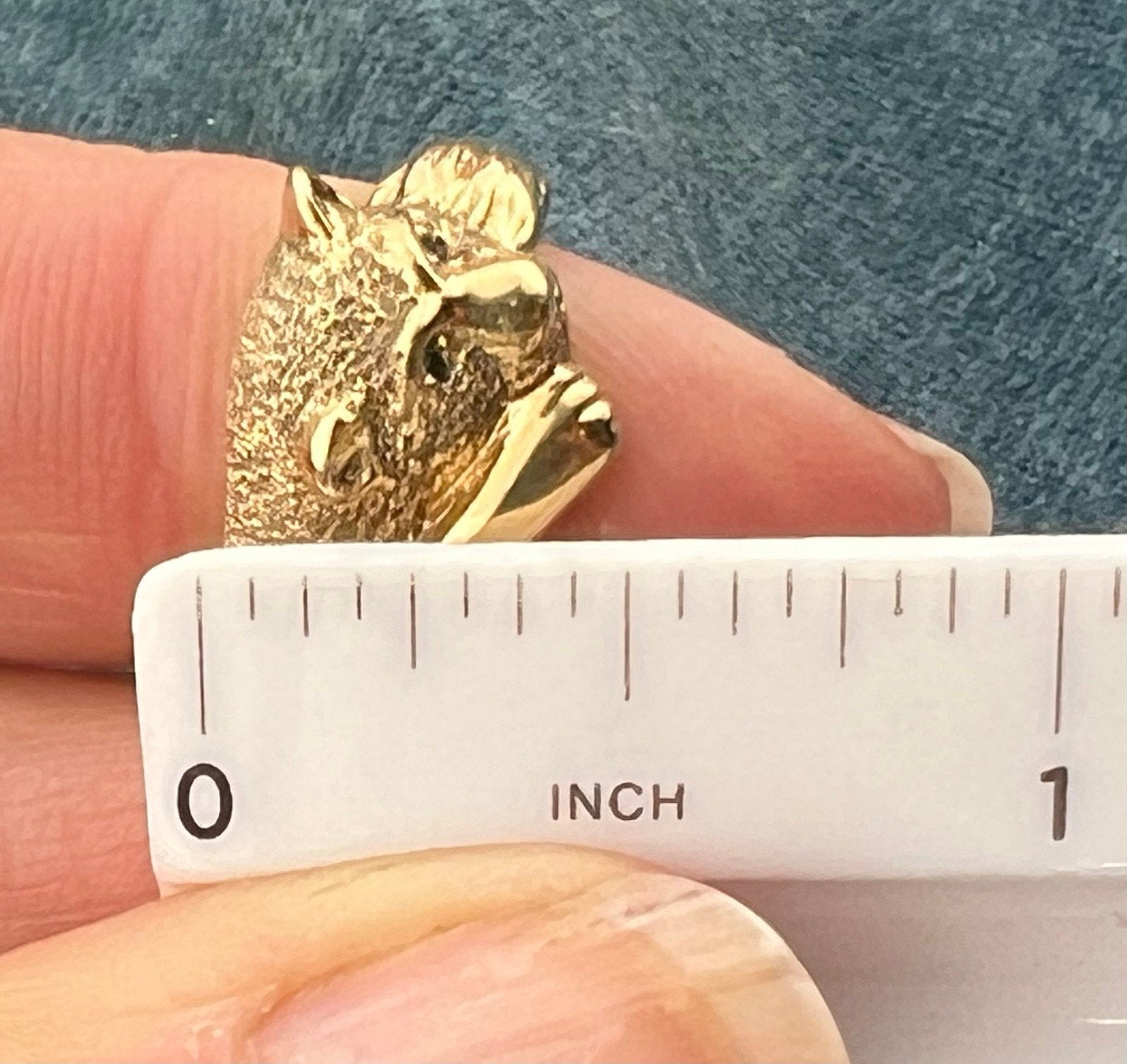 10k Yellow Gold PANTHER Cub ring with Green Diamond Eyes