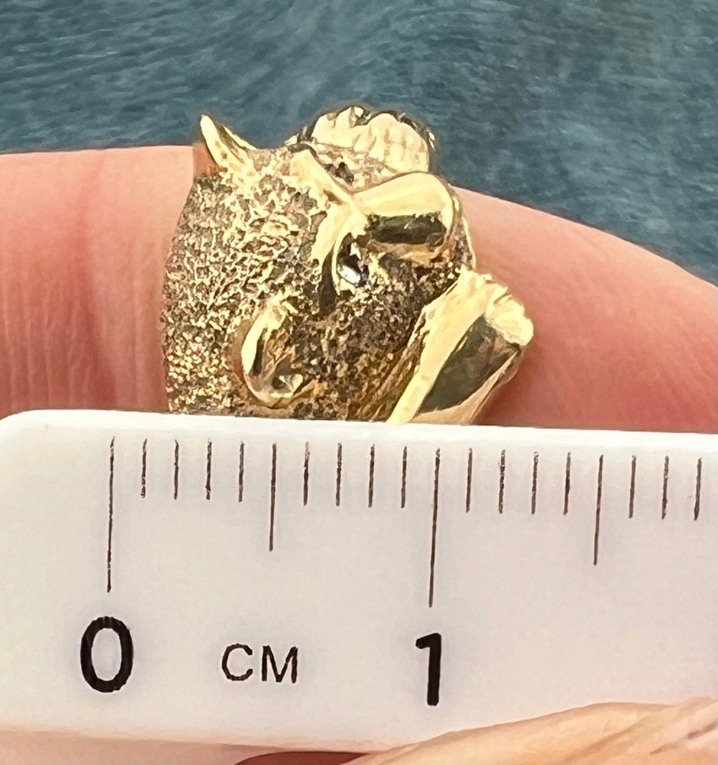 10k Yellow Gold PANTHER Cub ring with Green Diamond Eyes