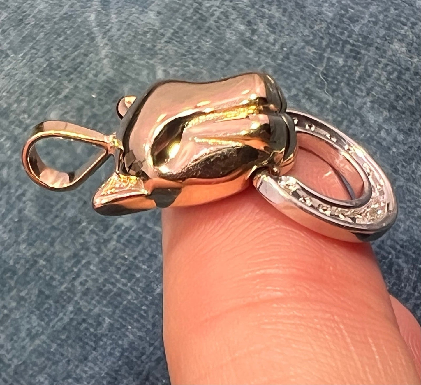 10k Yellow Gold PANTHER Pendant w 925 Sterling + Diamond Circle