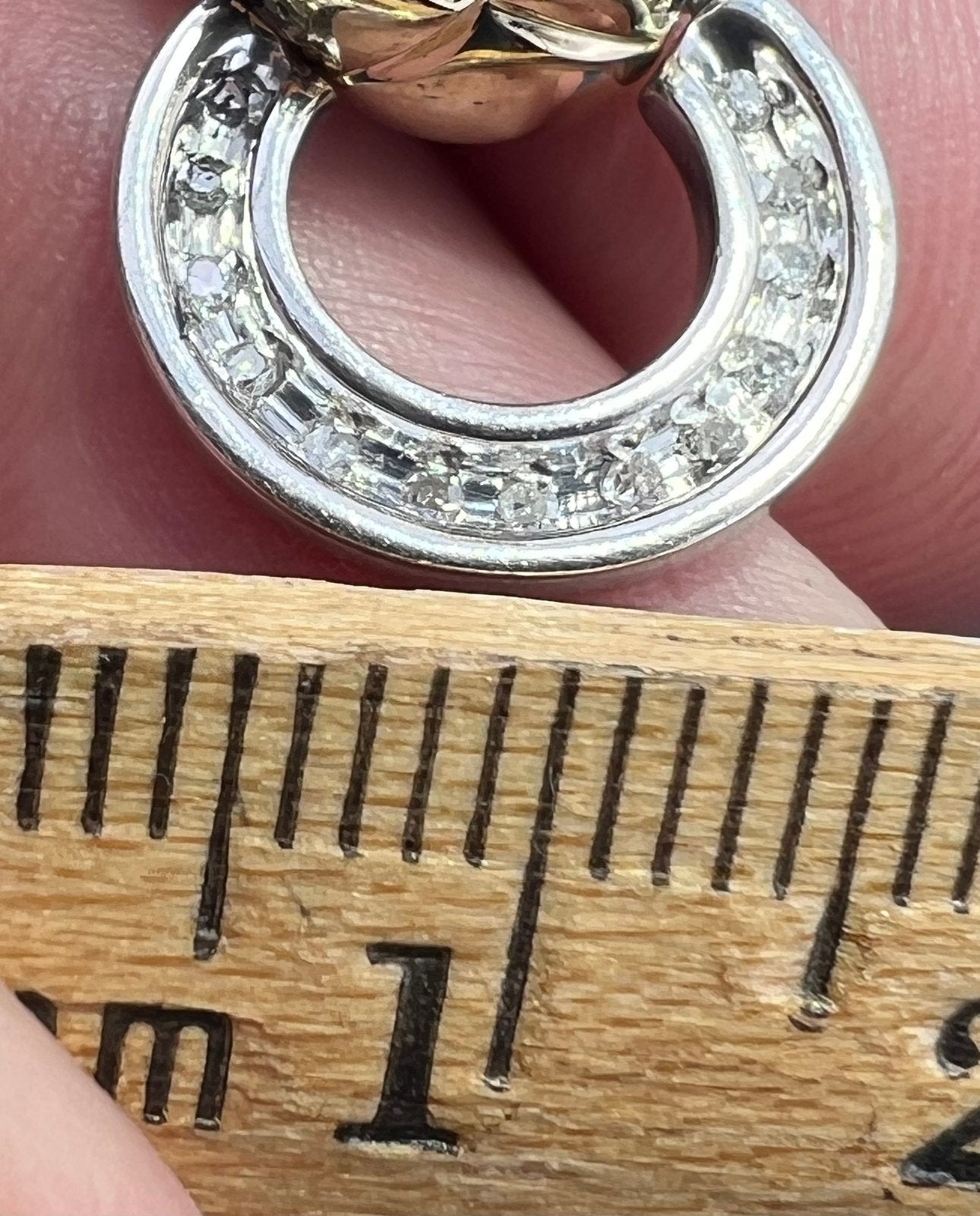 10k Yellow Gold PANTHER Pendant w 925 Sterling + Diamond Circle