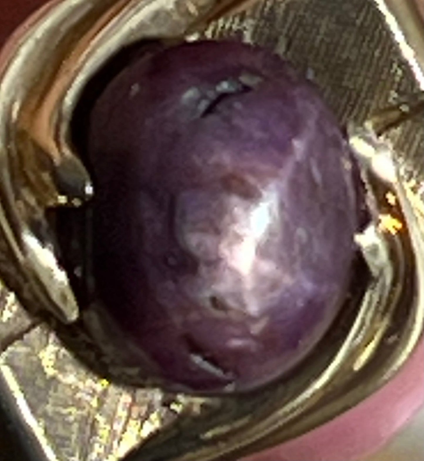 10k Yellow Gold Purple Star Sapphire Ruby Signet Ring. 9g *Video*