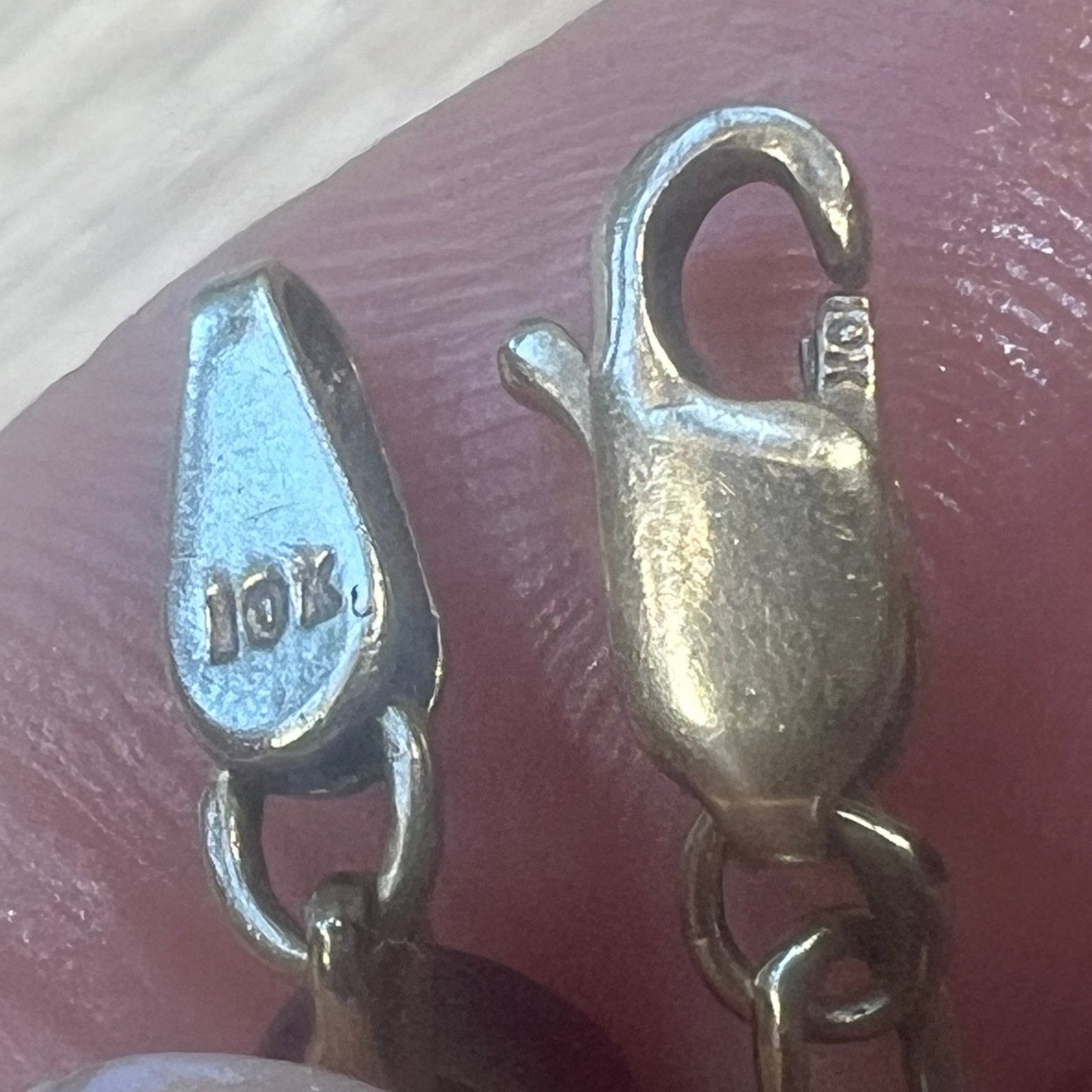 10k Yellow Gold Red Lab Ruby Hearts Bracelet. Romantic