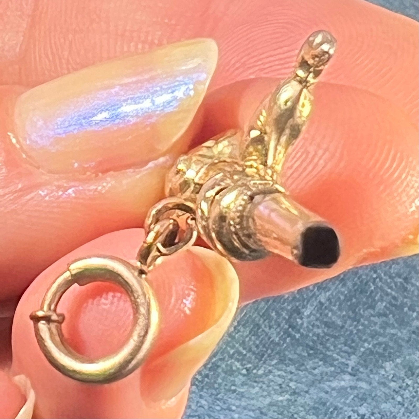 10k Yellow Gold Repousse DOG Watch Key Fob Pendant. Victorian