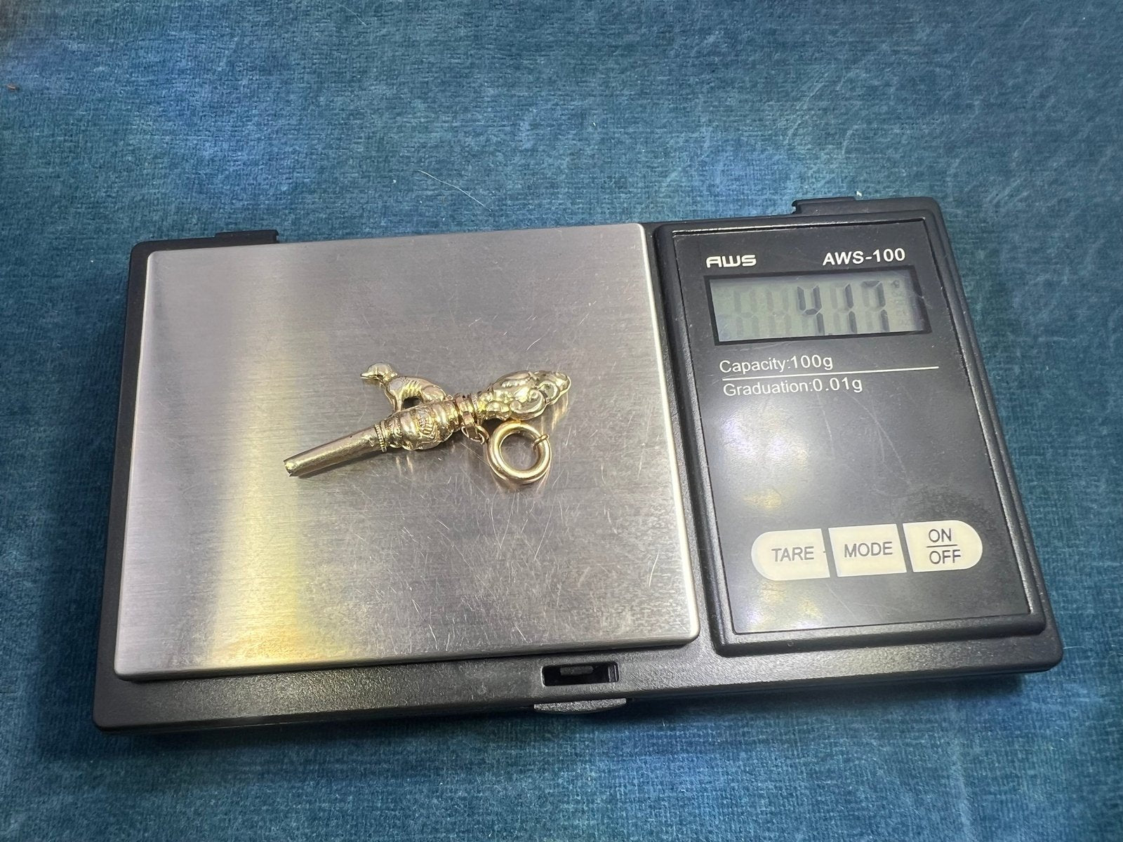 10k Yellow Gold Repousse DOG Watch Key Fob Pendant. Victorian