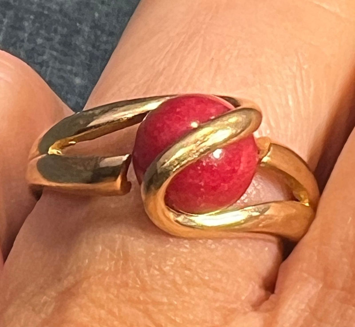 10k Yellow Gold Ring w 9 Interchangeable Lab Cat-Eye Multi-Gems
