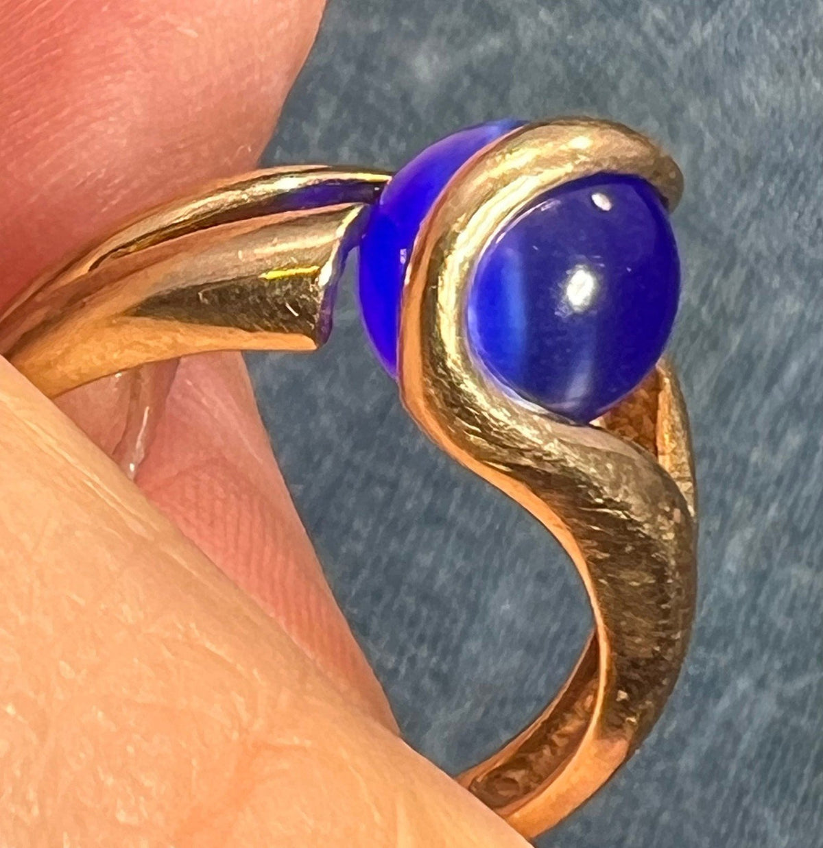 10k Yellow Gold Ring w 9 Interchangeable Lab Cat-Eye Multi-Gems