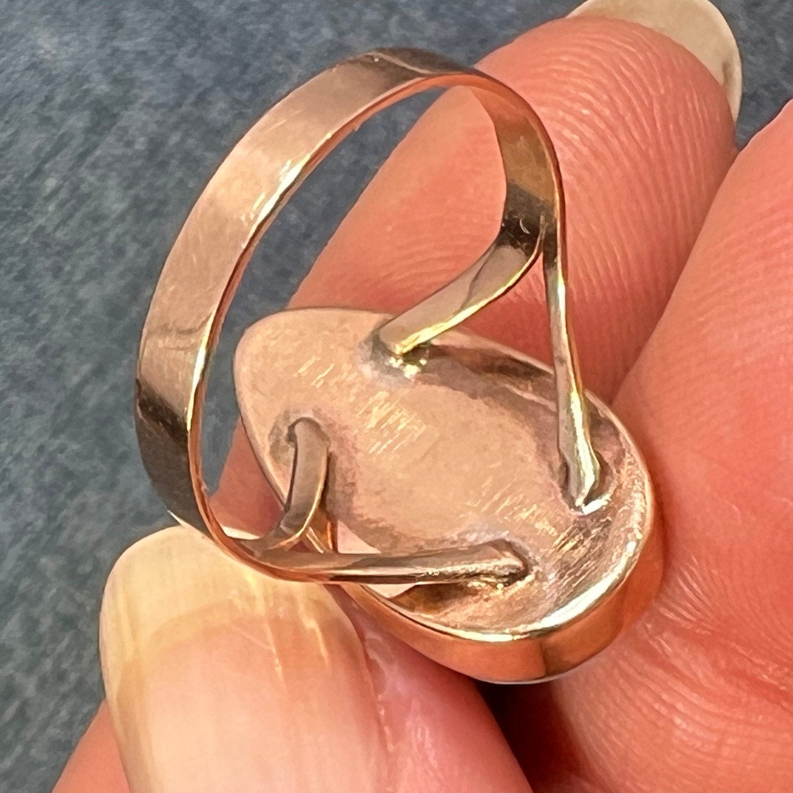 10k Yellow Gold Robins Egg Blue Larimar Ring. 3/4" Teardrop