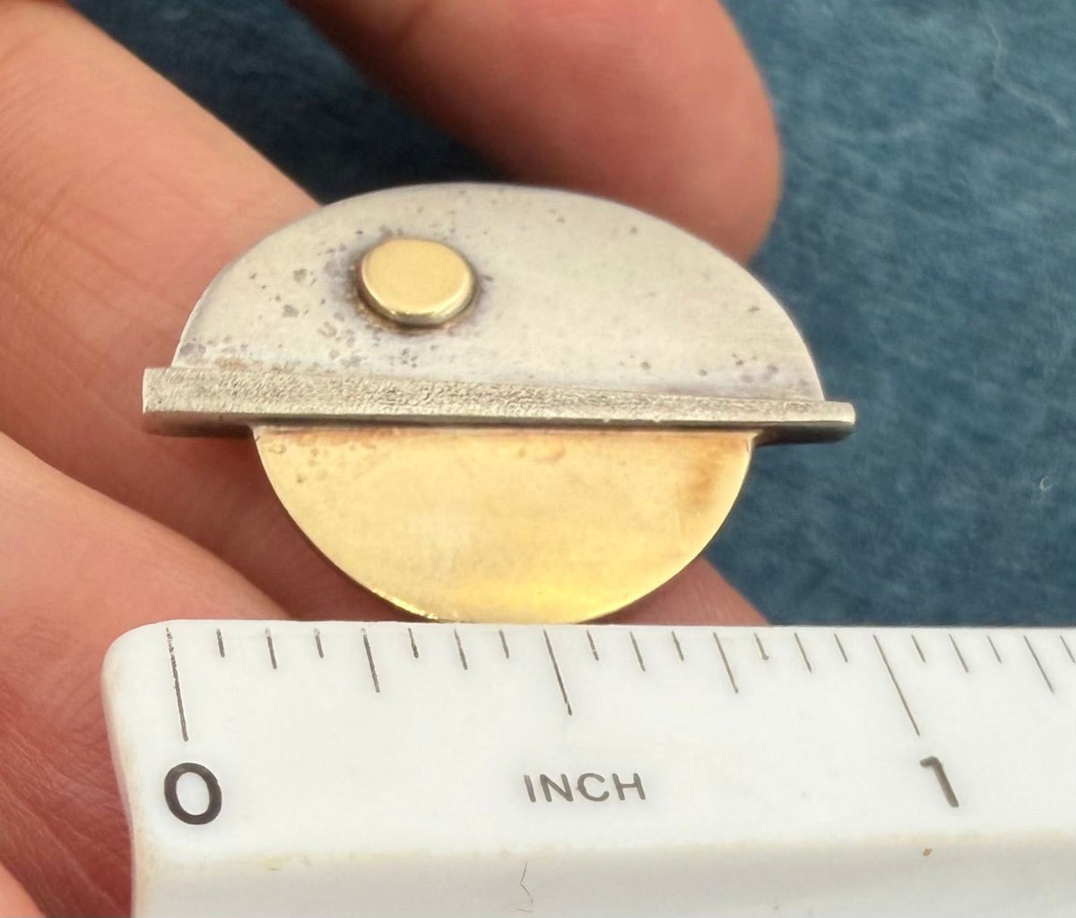 10k Yellow Gold + Silver MCM Modernist Geometric Eclipse Moon Lunar Earrings