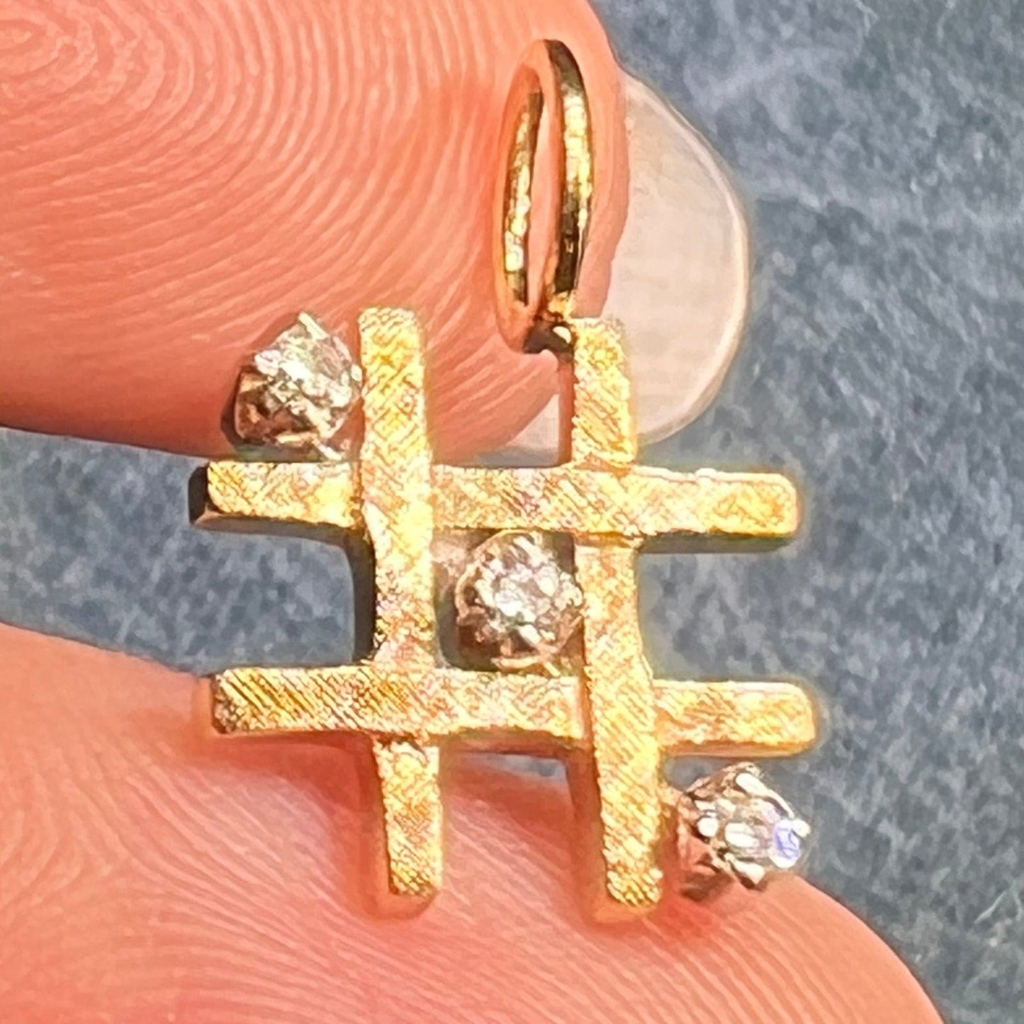 10k Yellow Gold Tic Tac Toe Pendant w Diamonds. Winner!