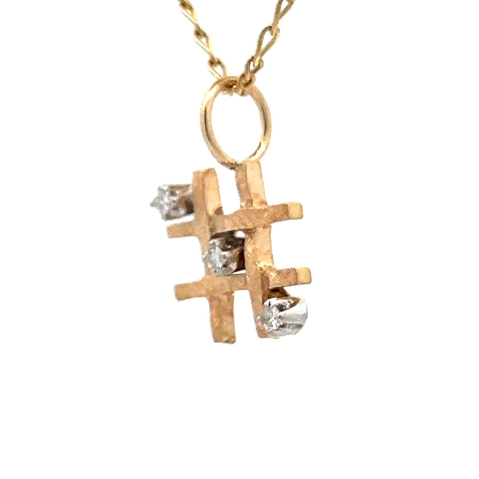 10k Yellow Gold Tic Tac Toe Pendant w Diamonds. Winner!