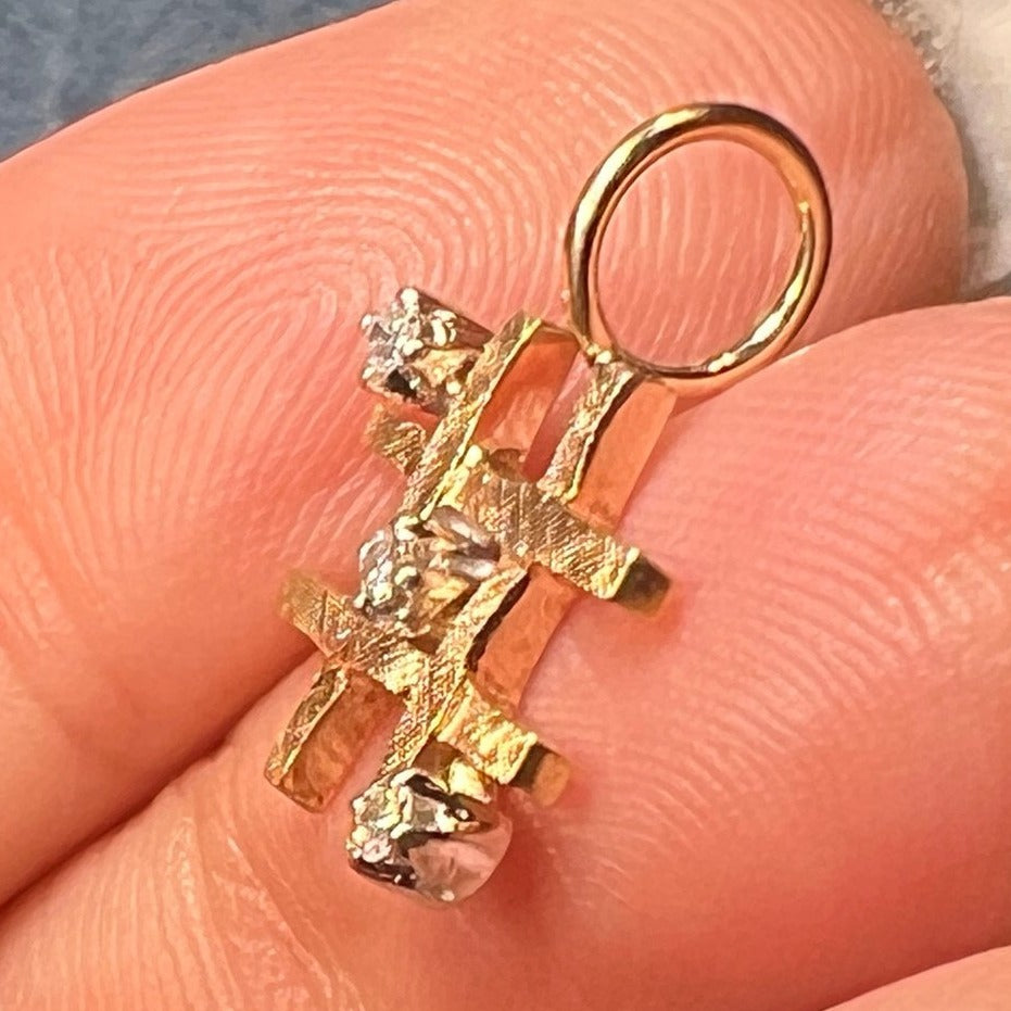 10k Yellow Gold Tic Tac Toe Pendant w Diamonds. Winner!