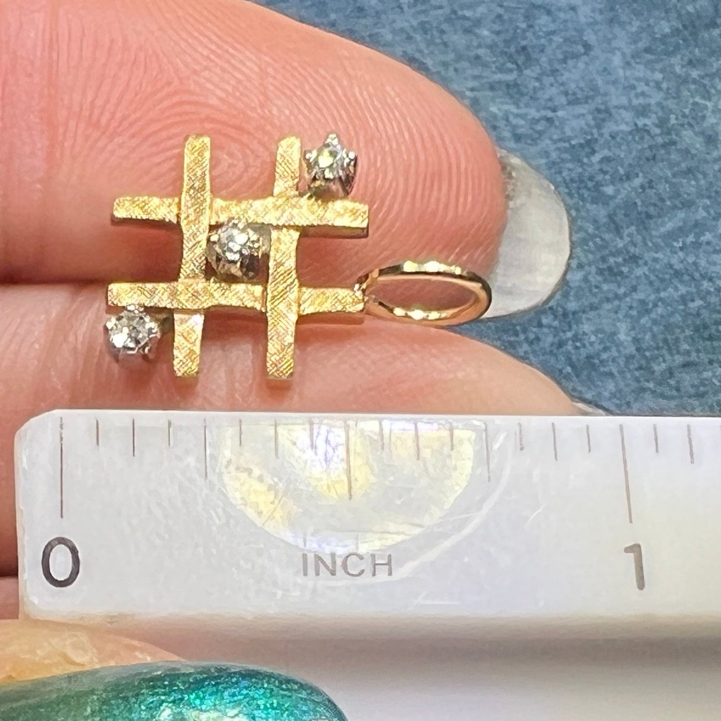 10k Yellow Gold Tic Tac Toe Pendant w Diamonds. Winner!