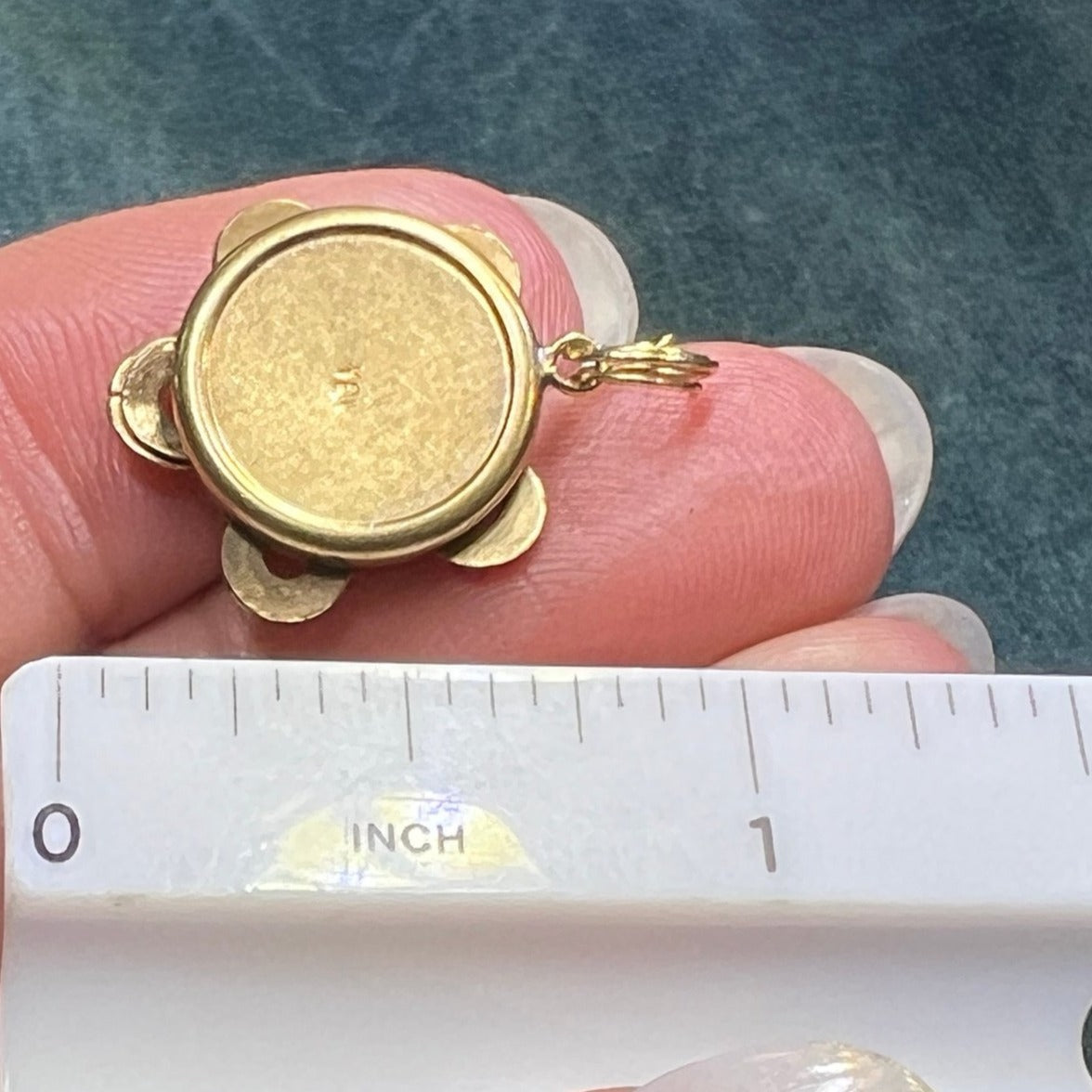 10k Yellow Gold Tiny Tambourine Pendant. Little Discs Move!