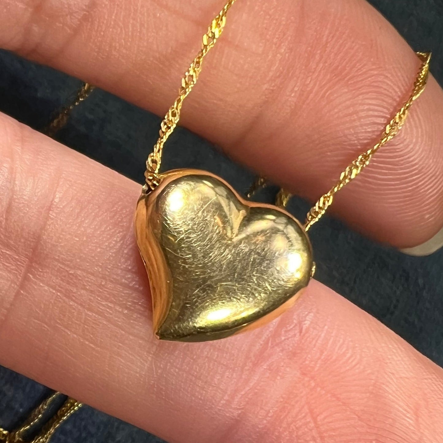 10k Yellow Gold Witches' Heart Pendant w 10k Chain Necklace