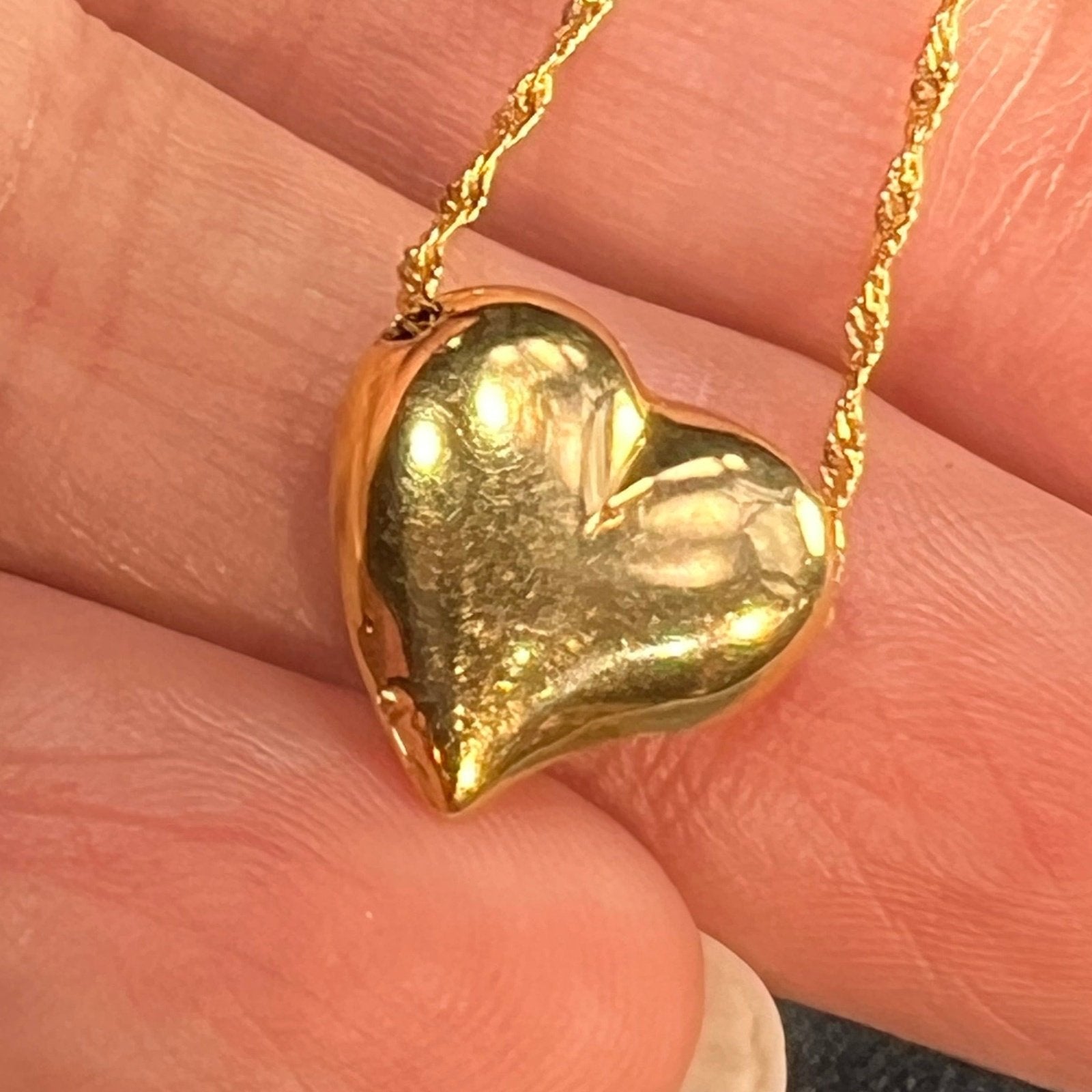 10k Yellow Gold Witches' Heart Pendant w 10k Chain Necklace