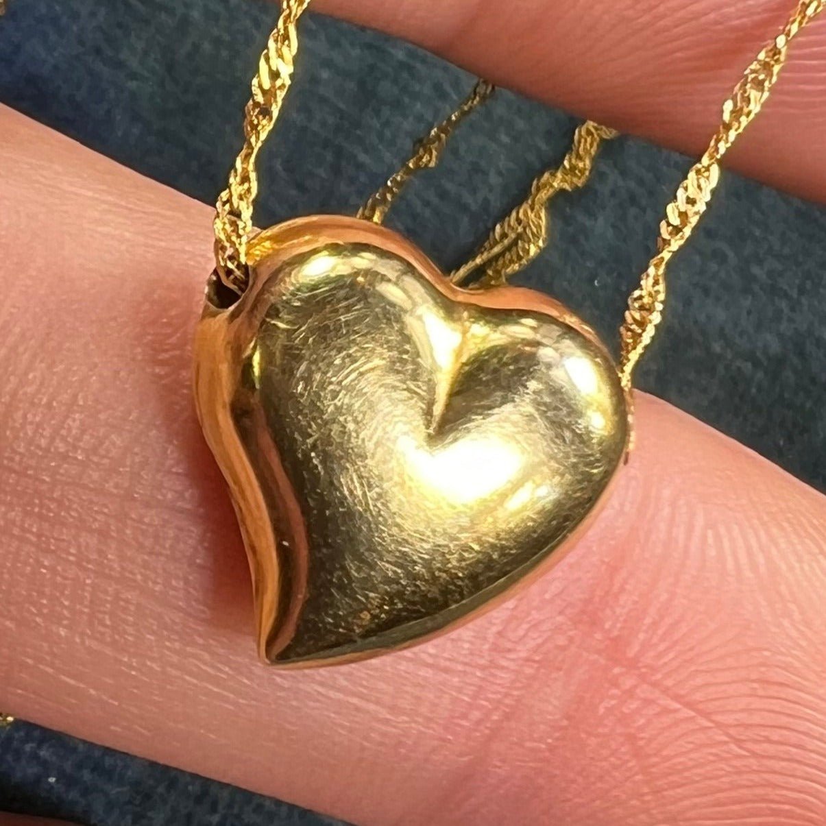 10k Yellow Gold Witches' Heart Pendant w 10k Chain Necklace