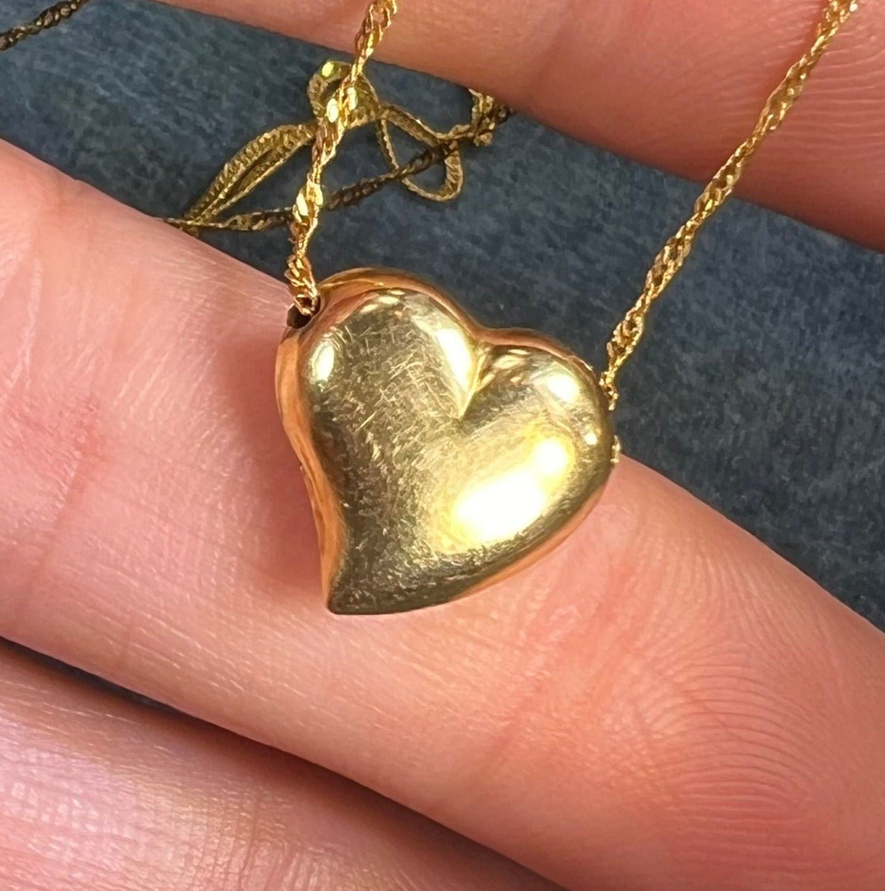 10k Yellow Gold Witches' Heart Pendant w 10k Chain Necklace