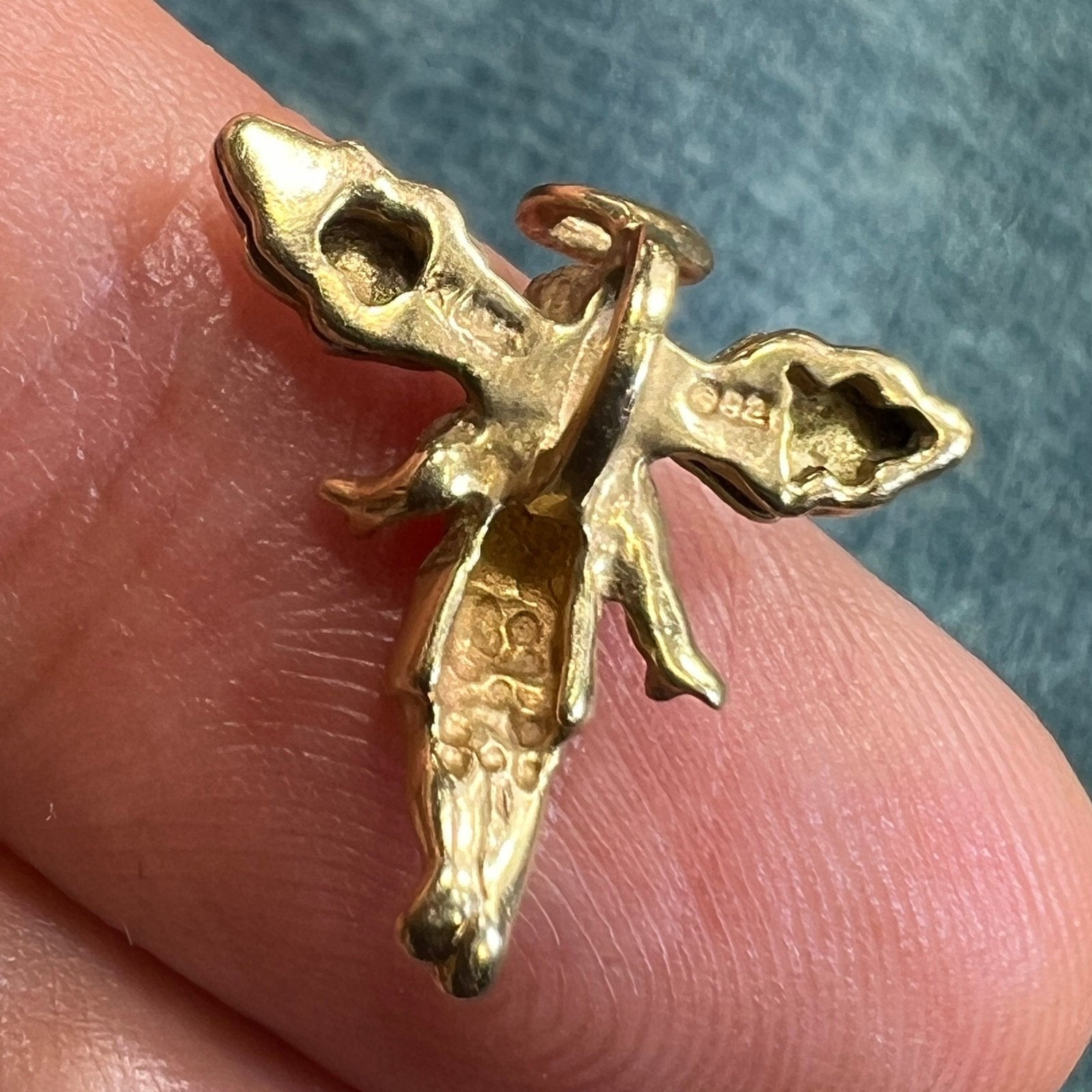 10k Yellow + Rose Gold Baby Angel Guardian Pendant. TINY!