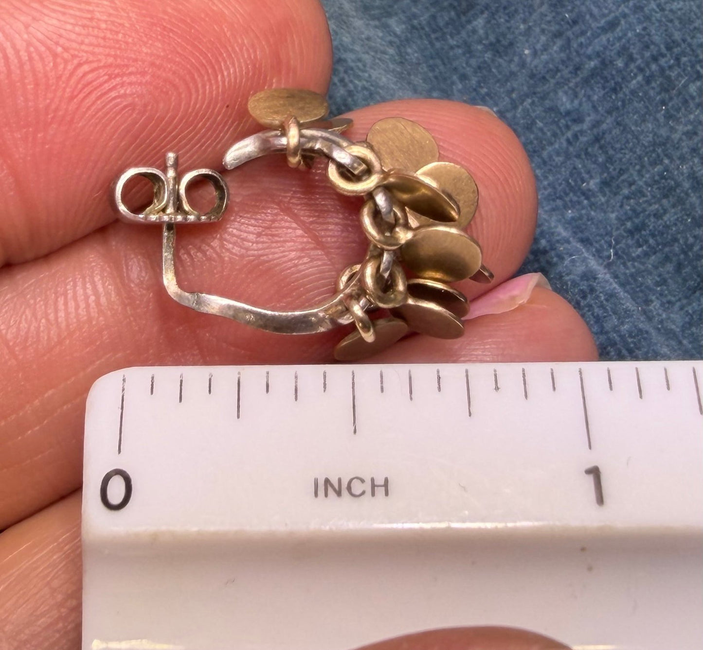 10k Yellow Rose Gold + Silver 925 Gypsy Hoop Earrings