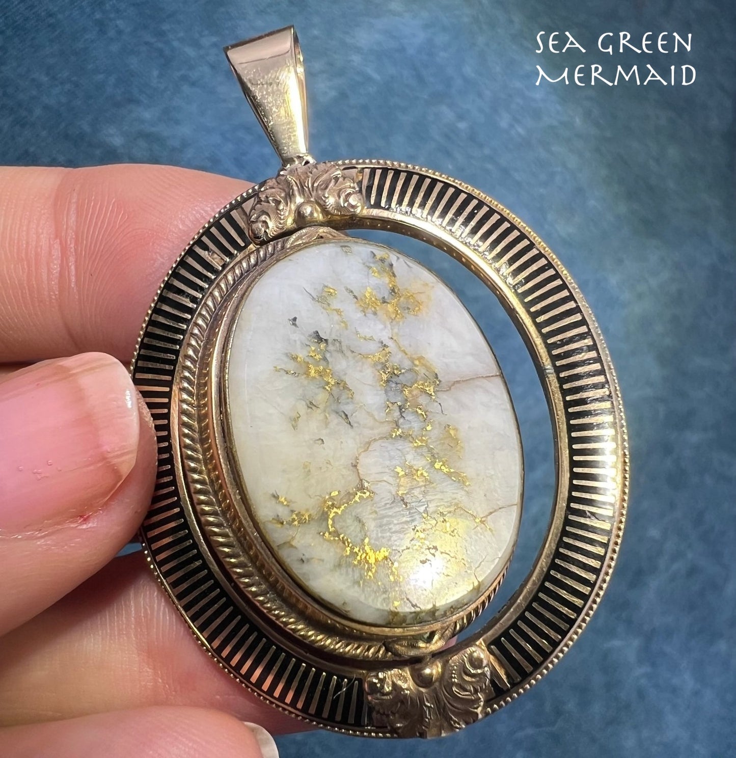 10k at least Yellow Gold ALASKAN Gold in Quartz Spinner Pendant. 2" + 15g *Video*