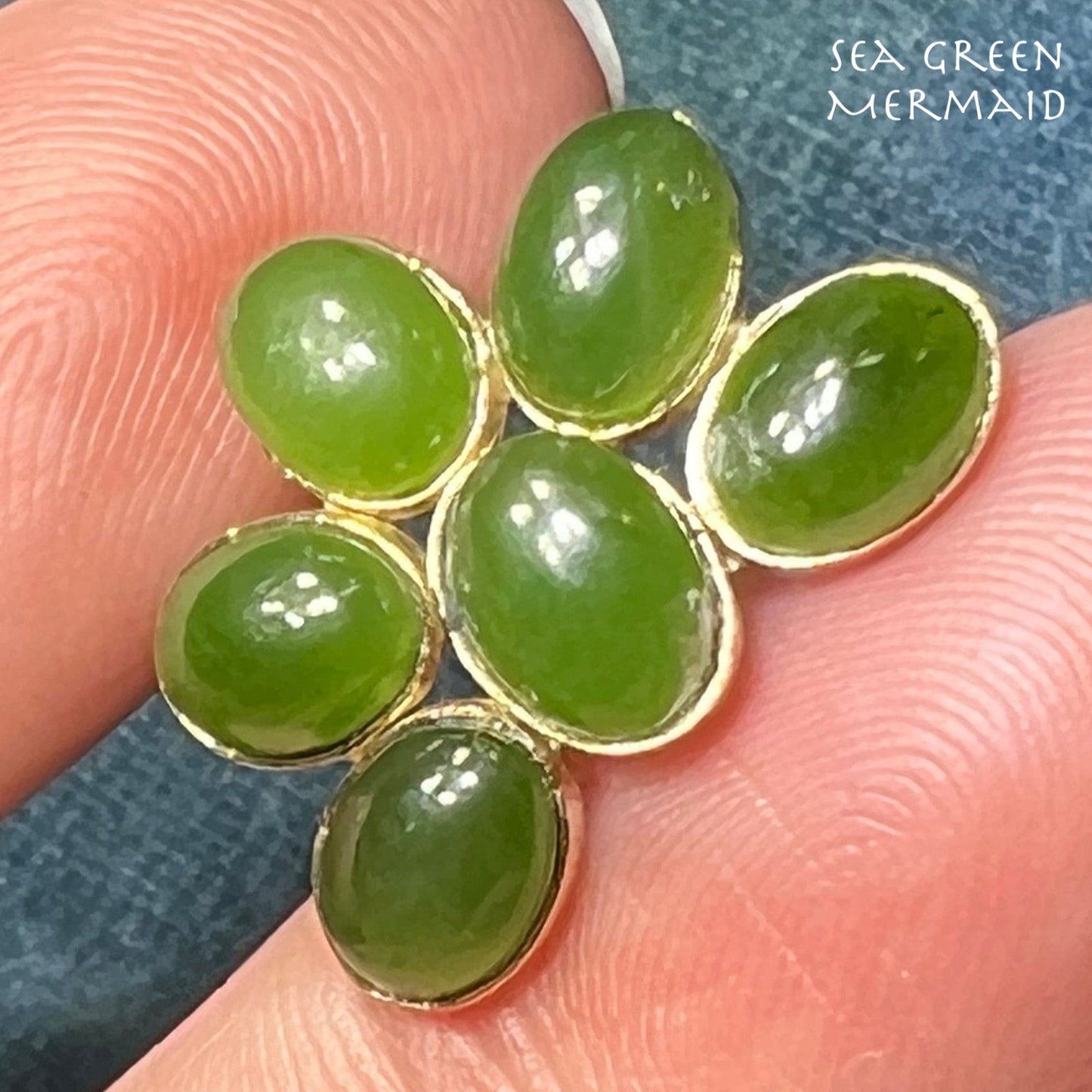 10k Yellow Gold Jade Flower Pendant. Bezel Set #2