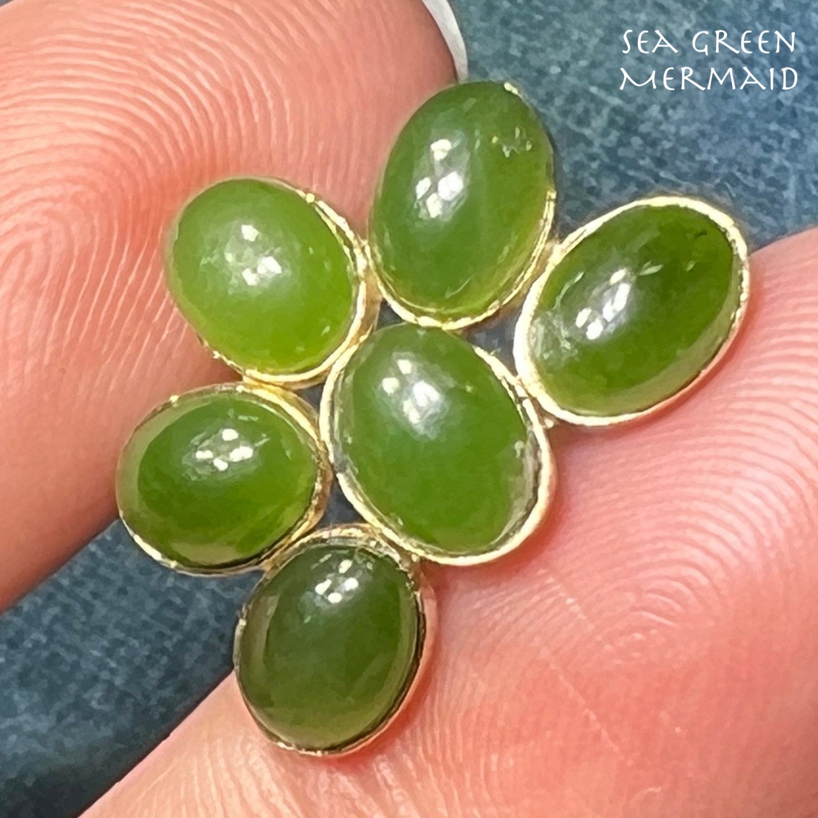 10k Yellow Gold Jade Flower Pendant. Bezel Set #2