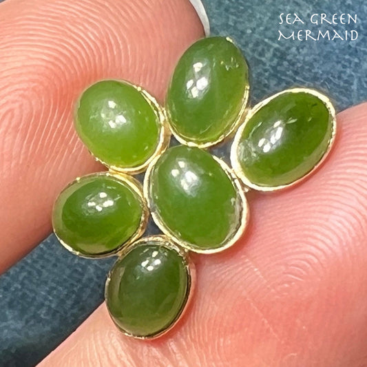 10k Yellow Gold Jade Flower Pendant. Bezel Set #2