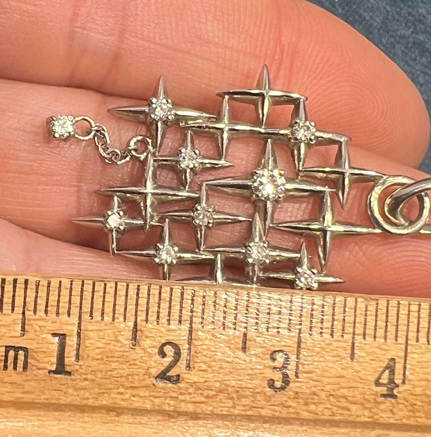 14K White Gold 10 Diamond Starry Night Pendant. MCM Modernist *Video*