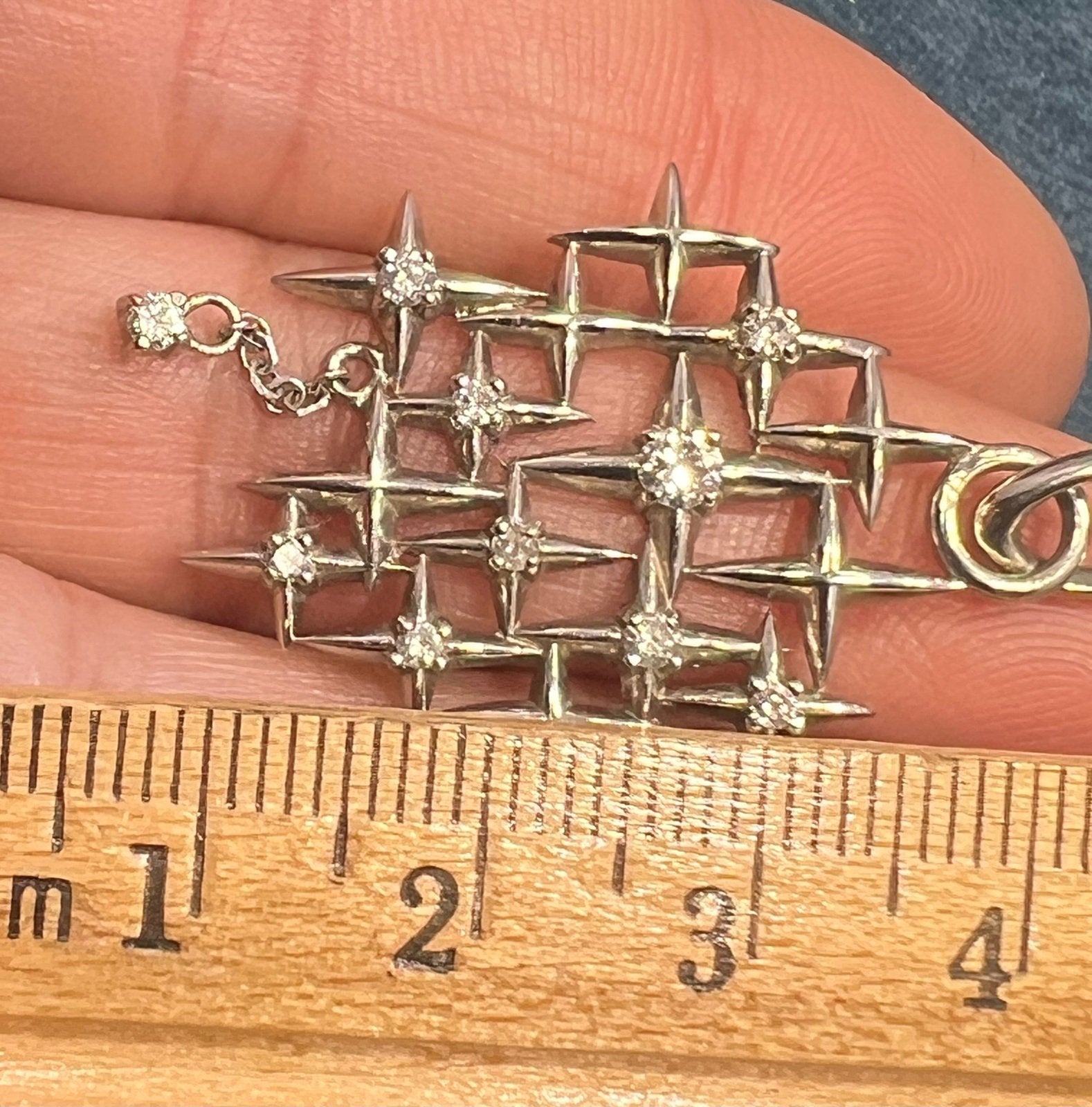 14K White Gold 10 Diamond Starry Night Pendant. MCM Modernist *Video*