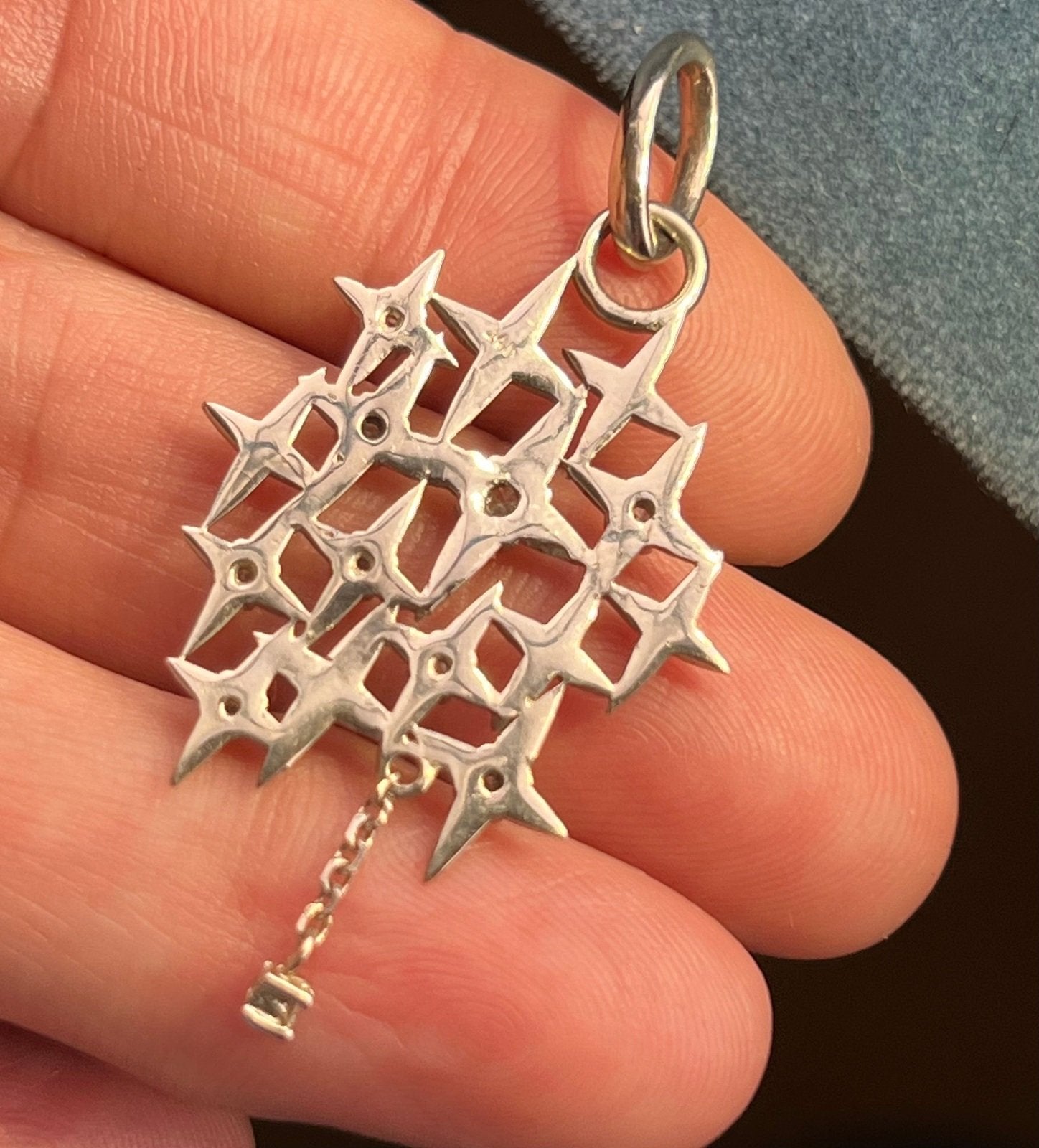 14K White Gold 10 Diamond Starry Night Pendant. MCM Modernist *Video*