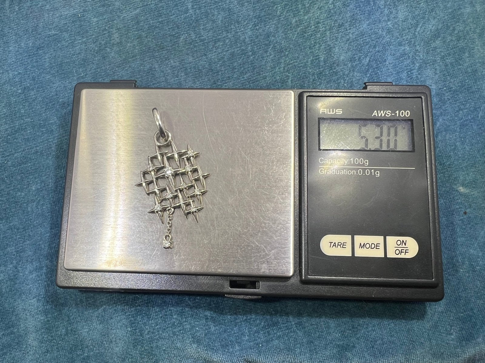 14K White Gold 10 Diamond Starry Night Pendant. MCM Modernist *Video*