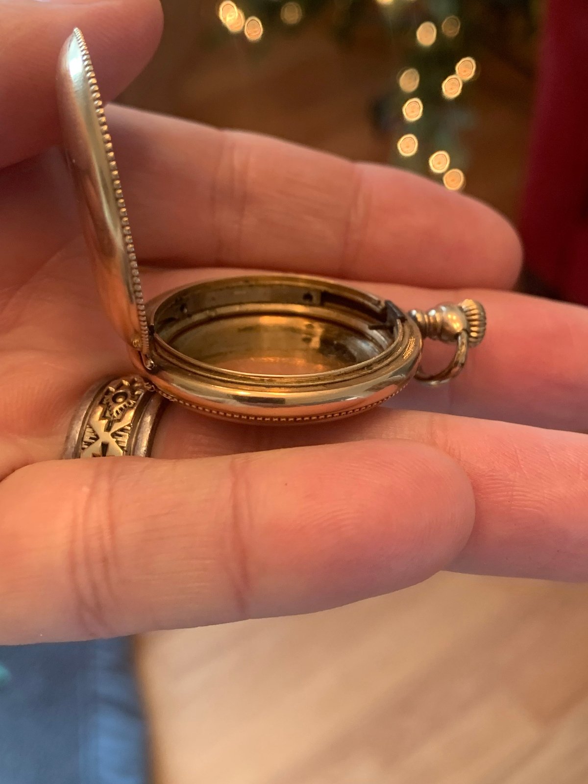 14k 1/10 GF Pocket Watch Pendant w Diamonds. Watch Removed. 24g