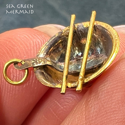 14k 2-Tone Gold Noodle Ramen Bowl Pendant w Chopsticks. TINY!