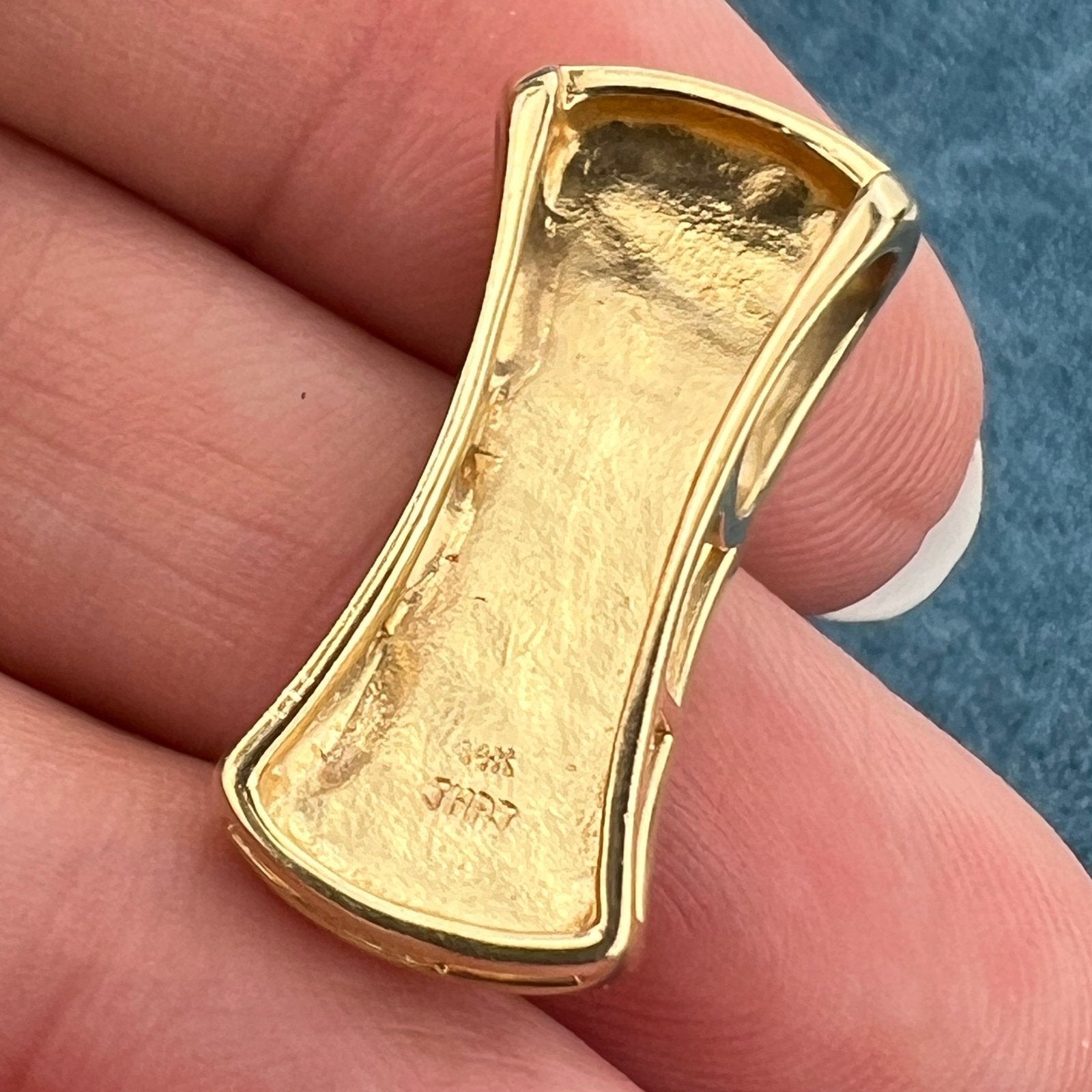 14k Alaskan Gold in Quartz Inlay Hourglass Slide Pendant. 1"+ 6g *Video*