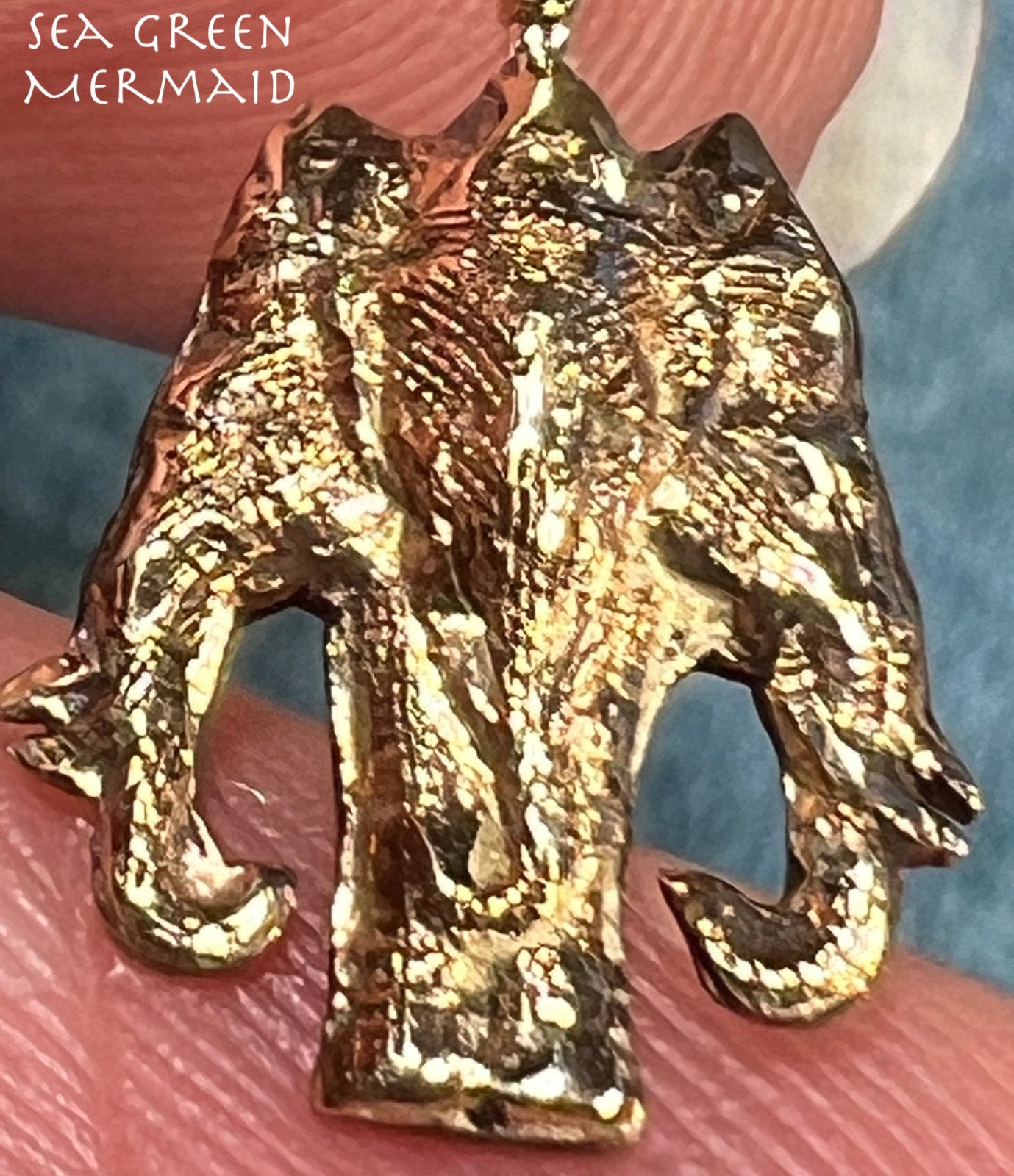 14k Gold 3 Elephant Gods Pendant. Brahma Vishnu. TINY!