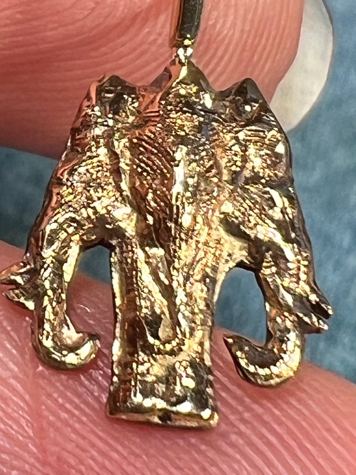 14k Gold 3 Elephant Gods Pendant. Brahma Vishnu. TINY!