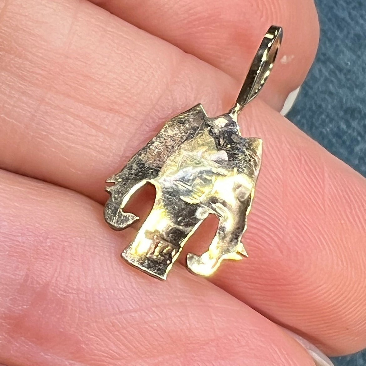 14k Gold 3 Elephant Gods Pendant. Brahma Vishnu. TINY!