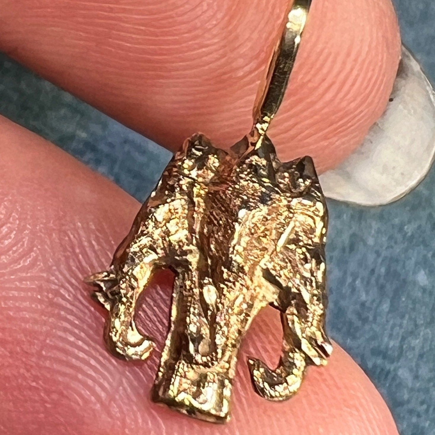 14k Gold 3 Elephant Gods Pendant. Brahma Vishnu. TINY!