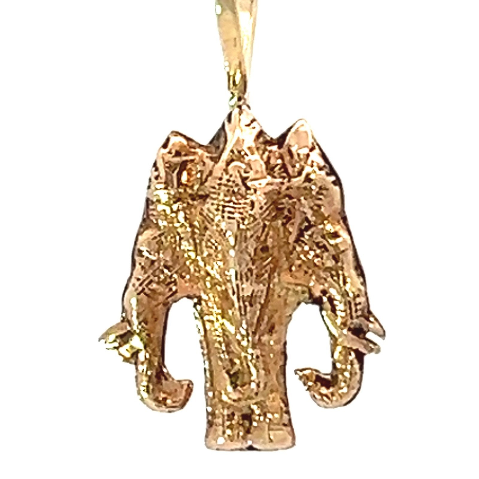 14k Gold 3 Elephant Gods Pendant. Brahma Vishnu. TINY!