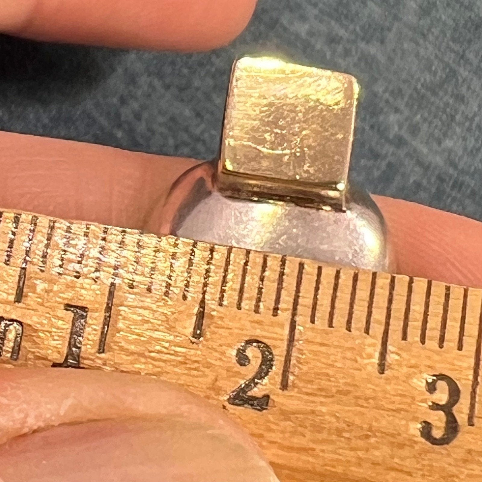 14k Gold + 925 Ball + Block Ring. Wide MCM Modernist Design