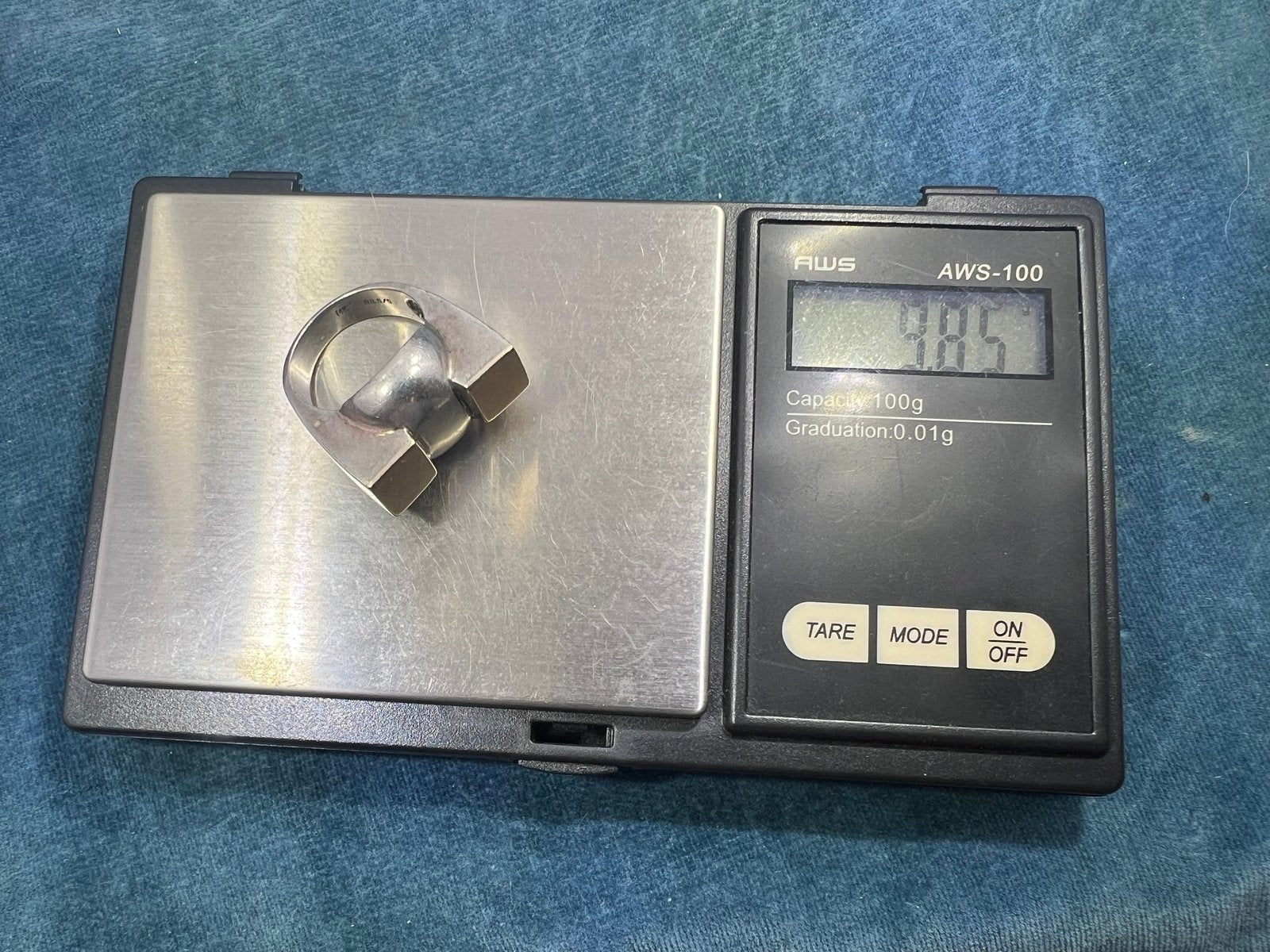 14k Gold + 925 Ball + Block Ring. Wide MCM Modernist Design