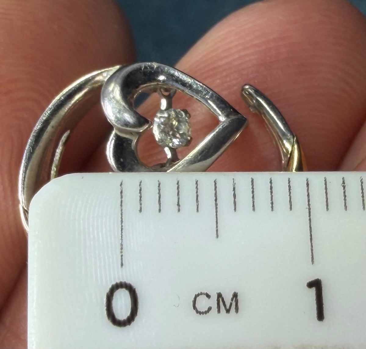 14k Gold + 925 Crescent Moon 1/4 Ct. Diamond Heart Pendant. Love You to the Moon *Video*