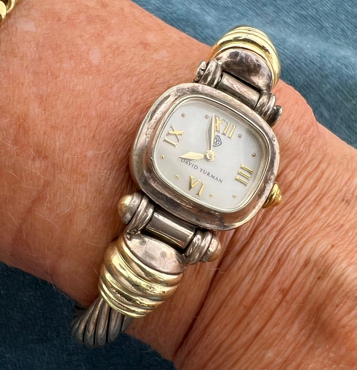 14k Gold + 925 D Yurman Bracelet Watch. *BEST PRICE* on Ebay. Works!