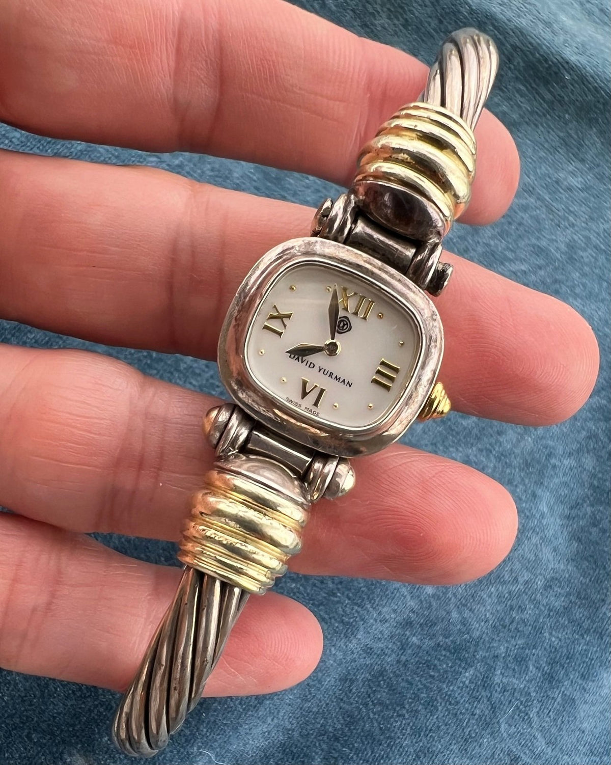 14k Gold + 925 D Yurman Bracelet Watch. *BEST PRICE* on Ebay. Works!